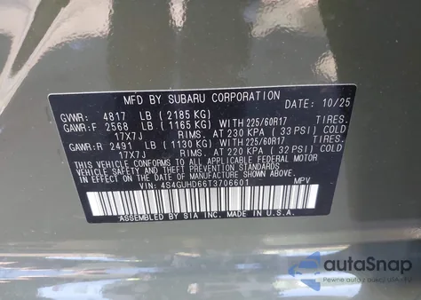 2026 Subaru Crosstrek from USA, damaged, VIN 4S4GUHD66T3706601